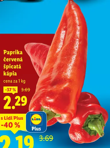Paprika červená špicatá kápiová s Lidl Plus zľavou