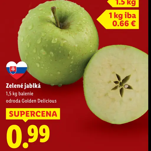 Zelené jablká odroda Golden Delicious