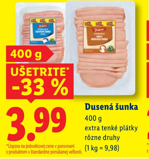 Dusená šunka extra tenké plátky