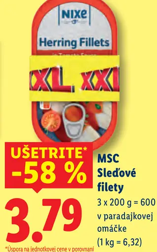 Nixe MSC sleďové filety v paradajkovej omáčke