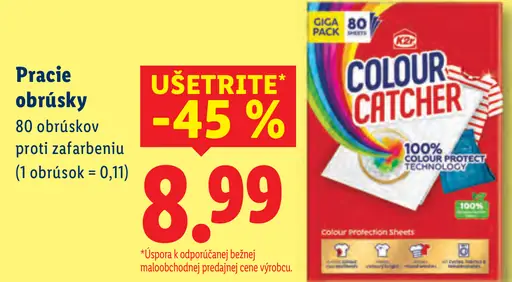 W5 pracie obrúsky proti zafarbeniu