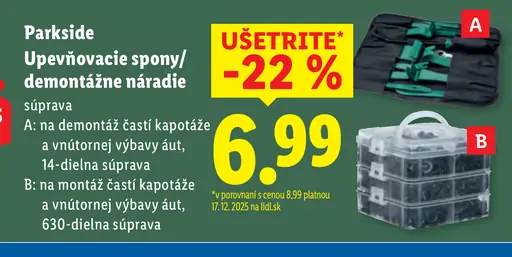 Parkside upevňovacie spony/demontážne náradie