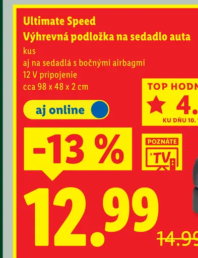 Ultimate Speed vyhrievacia podložka na sedadlo auta