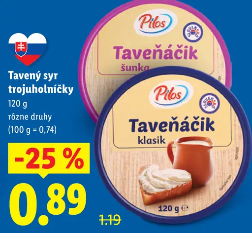 Pilos tavený syr trojuholníčky rôzne druhy