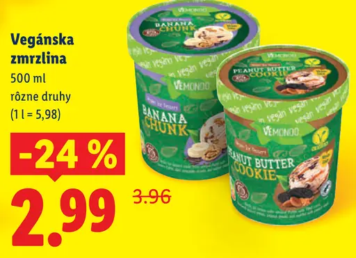 Vemondo vegánska zmrzlina rôzne druhy