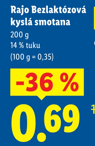 Rajo Bezlaktózová kyslá smotana 14 % tuku