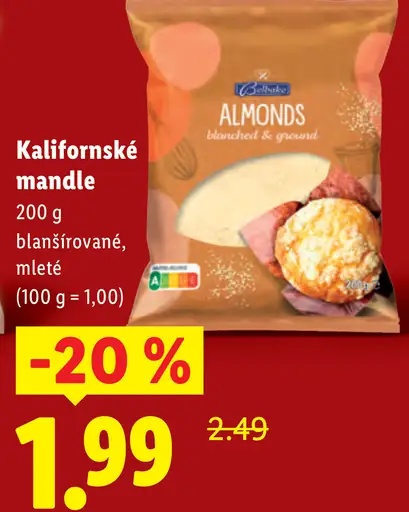 Kalifornské mandle blanšírované mleté