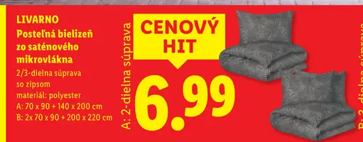 Livarno posteľná bielizeň zo saténového mikrovlákna 2-dielna súprava