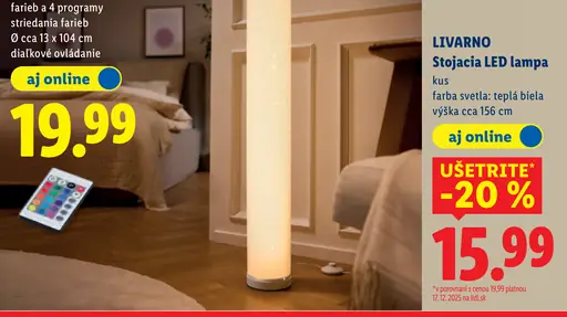Livarno stojacia LED lampa teplá biela s 16 farbami a diaľkovým ovládaním