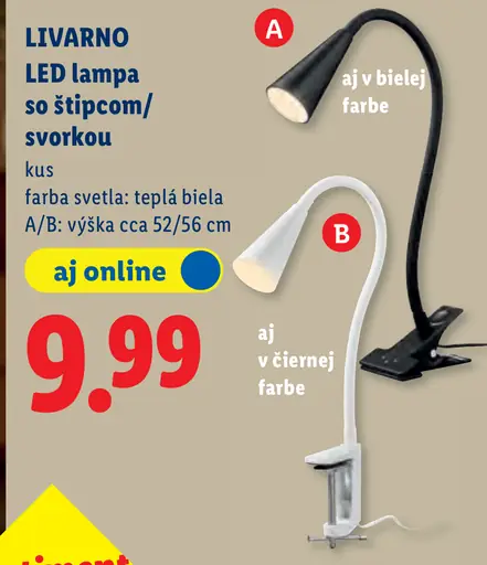Livarno LED lampa so štipcom alebo svorkou teplá biela