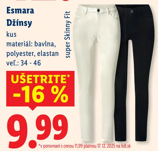Esmara džínsy bavlna polyester elastan