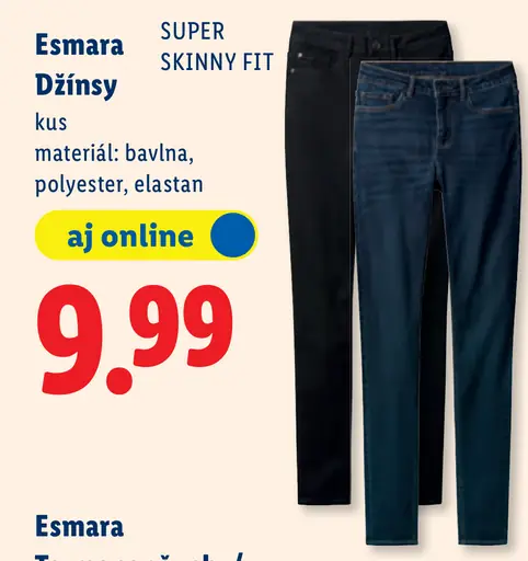 Esmara džínsy super skinny fit