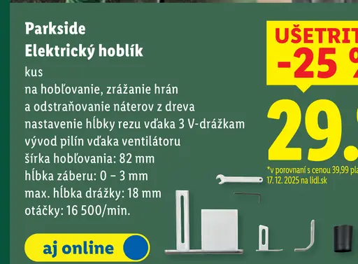 Parkside Elektrický hoblík