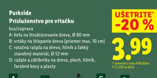 Parkside príslušenstvo pre vŕtačku