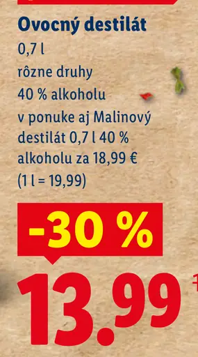 Ovocný destilát 40 % alkoholu rôzne druhy