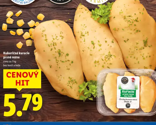 Kukuricné kuracie prsia rezne bez kosti a kože