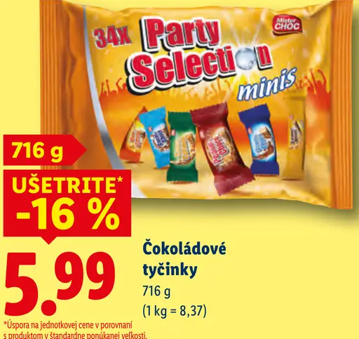 Party Selection minis čokoládové tyčinky