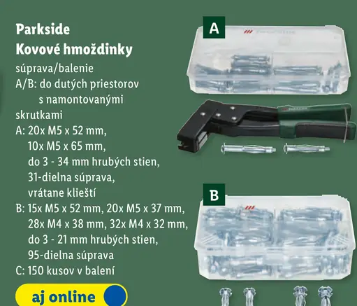 Parkside Kovové hmoždinky
