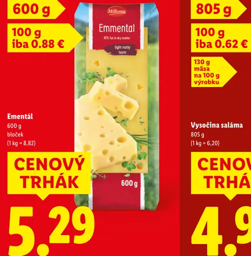 Milbona Ementál blôček