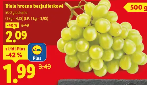 Biele hrozno bezjadierkové