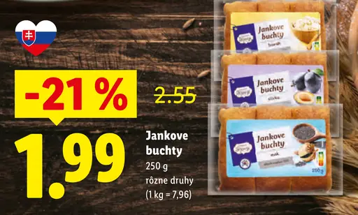 Jankove buchty rôzne druhy