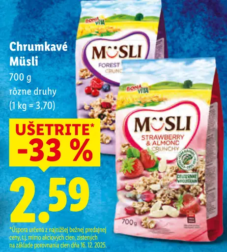 Crownfield chrumkavé müsli rôzne druhy