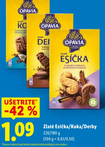 Opavia Zlaté Esíčka/Koka/Derby sušienky