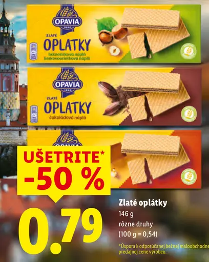 Opavia Zlaté oplátky plnené