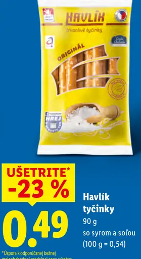 Havlík Tyčinky so syrom a soľou