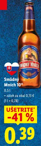 Smädný Mních 10° svetlé pivo plechovka