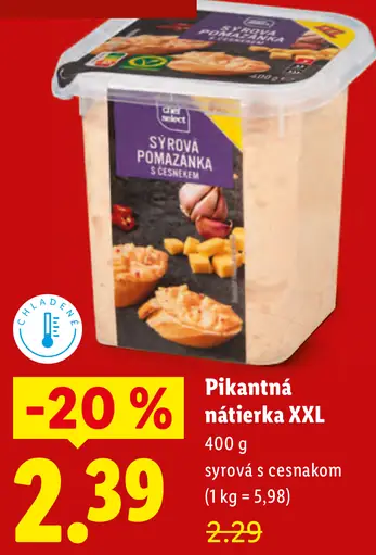 Pikantná nátierka XXL syrová pomazánka s cesnakom