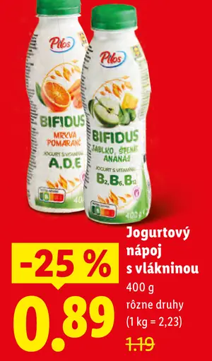 Pilos Bifidus jogurtový nápoj s vlákninou