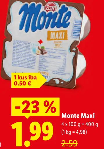 Zott Monte Maxi mliečny dezert