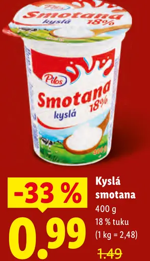 Pilos Smotana kyslá 18 % tuku