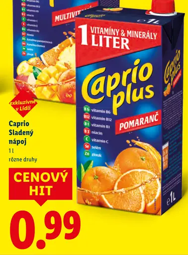 Caprio Plus sladený nápoj rôzne druhy