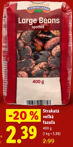 Campolargo strakatá veľká fazuľa