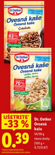 Dr. Oetker ovsená kaša rôzne druhy