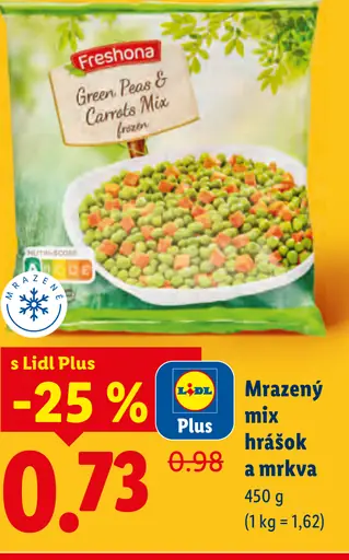 Freshona mrazený mix hrášok a mrkva