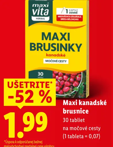 Maxi Vita Maxi kanadské brusnice výživový doplnok na močové cesty