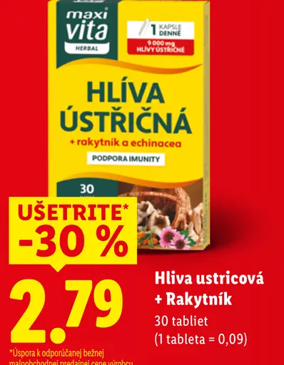 Maxi Vita Herb Hlíva ústričná s rakytníkom a echinaceou výživový doplnok na podporu imunity