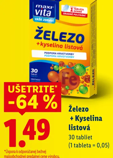 Maxi Vita Železo s kyselinou listovou výživový doplnok