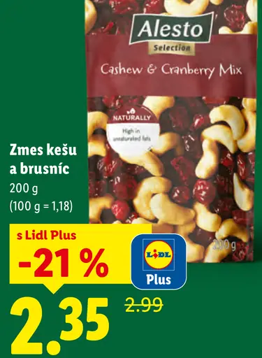 Alesto Selection zmes kešu a brusníc