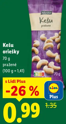 Alesto kešu oriešky pražené