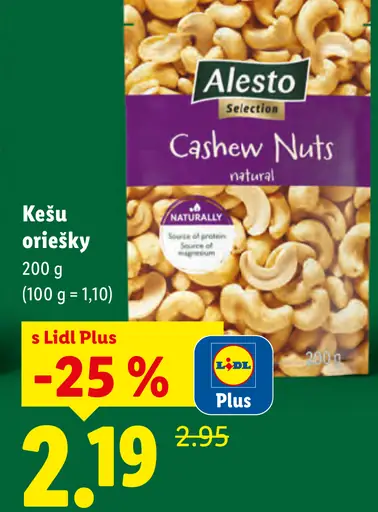 Alesto Selection kešu oriešky natural
