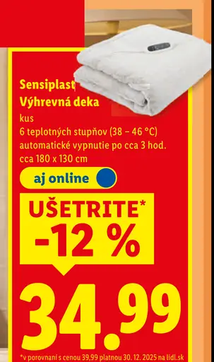 Sensiplast Vyhrievacia deka