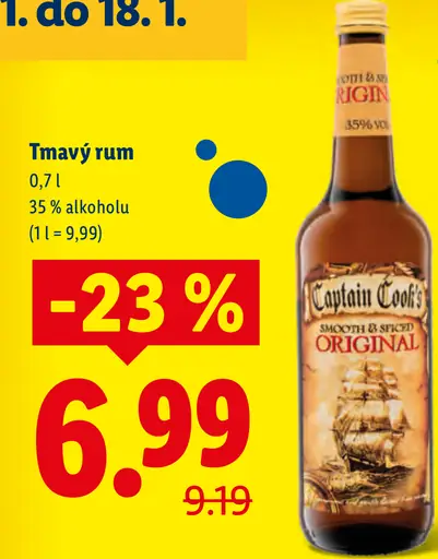 Captain Cook’s tmavý rum 35 % alkoholu