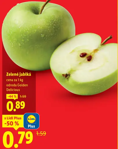 Zelené jablká odroda Golden Delicious
