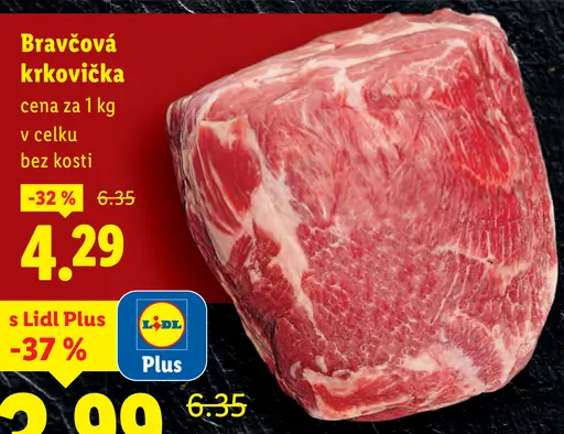 Bravčová krkovička vcelku bez kosti s Lidl Plus zľavou