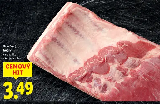 Bravčový bôčik s kožou a kosťou