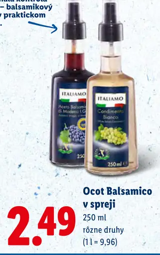 Italiamo ocot Balsamico v spreji rôzne druhy